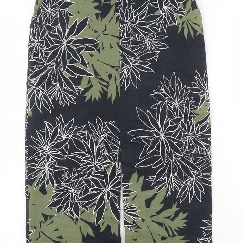 Warehouse Womens Blue Floral Cotton Straight & Pencil Skirt Size 8 Zip