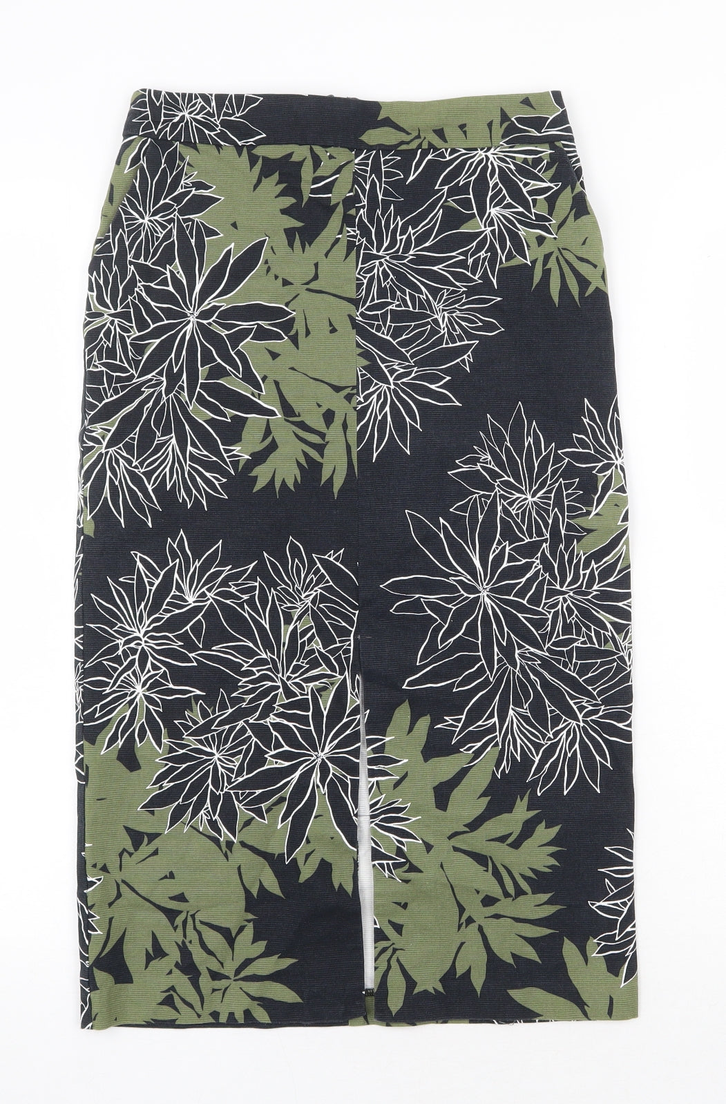 Warehouse Womens Blue Floral Cotton Straight & Pencil Skirt Size 8 Zip