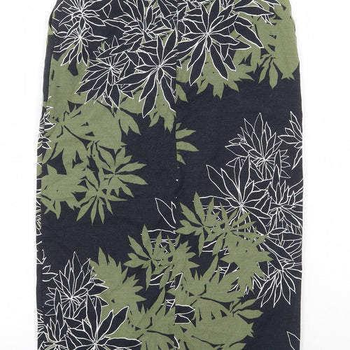 Warehouse Womens Blue Floral Cotton Straight & Pencil Skirt Size 8 Zip