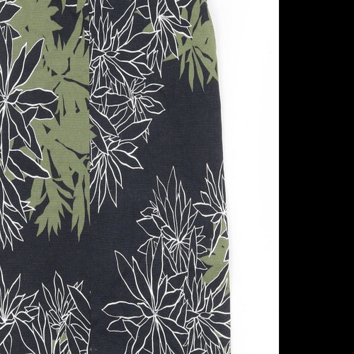 Warehouse Womens Blue Floral Cotton Straight & Pencil Skirt Size 8 Zip