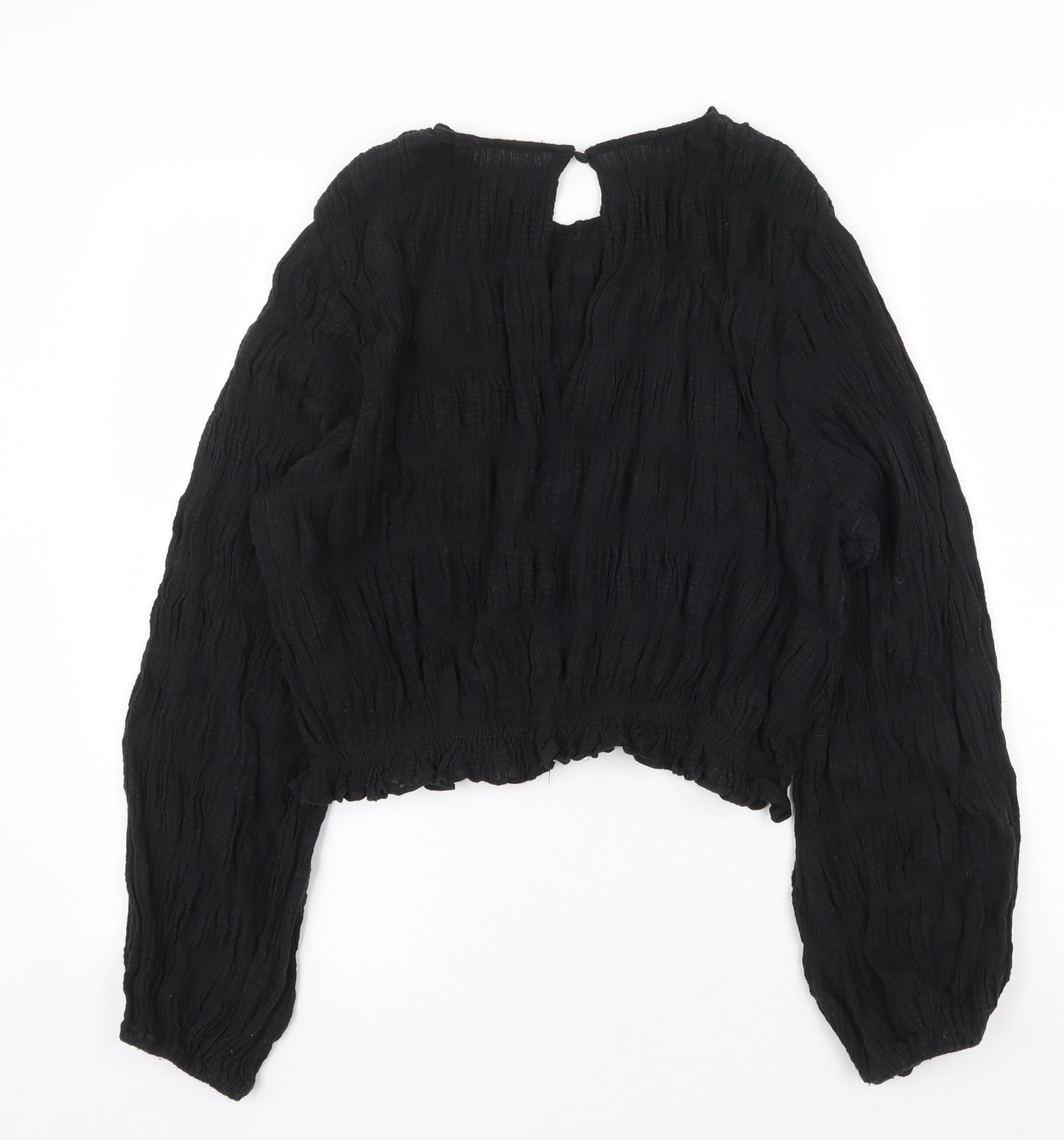 Ruby Womens Black Cotton Basic Blouse Size 16 Round Neck
