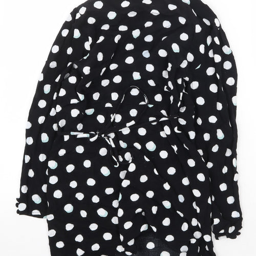 Topshop Womens Black Polka Dot Viscose Wrap Dress Size 8 V-Neck Tie