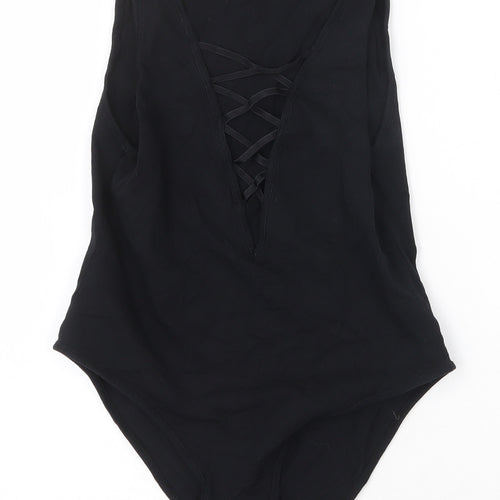 Topshop Womens Black Cotton Bodysuit One-Piece Size 10 Snap