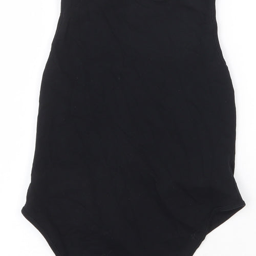 Topshop Womens Black Cotton Bodysuit One-Piece Size 10 Snap