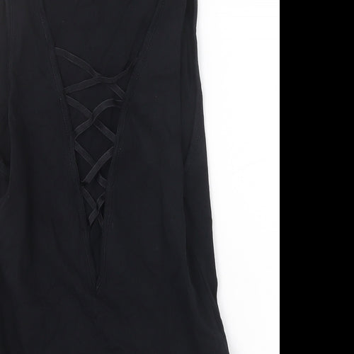 Topshop Womens Black Cotton Bodysuit One-Piece Size 10 Snap