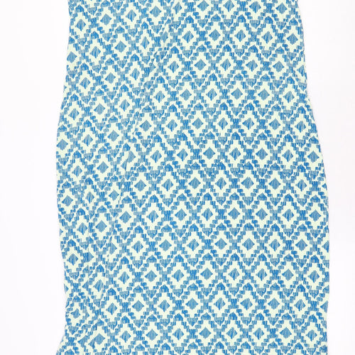 Marks and Spencer Womens Green Geometric Viscose Tank Dress Size 22 Scoop Neck Pullover