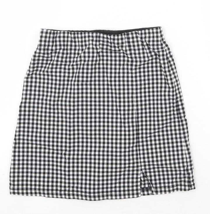 Topshop Womens Black Check Viscose Straight & Pencil Skirt Size 8
