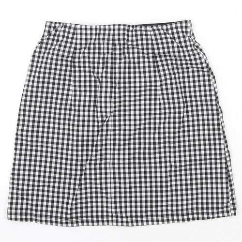 Topshop Womens Black Check Viscose Straight & Pencil Skirt Size 8