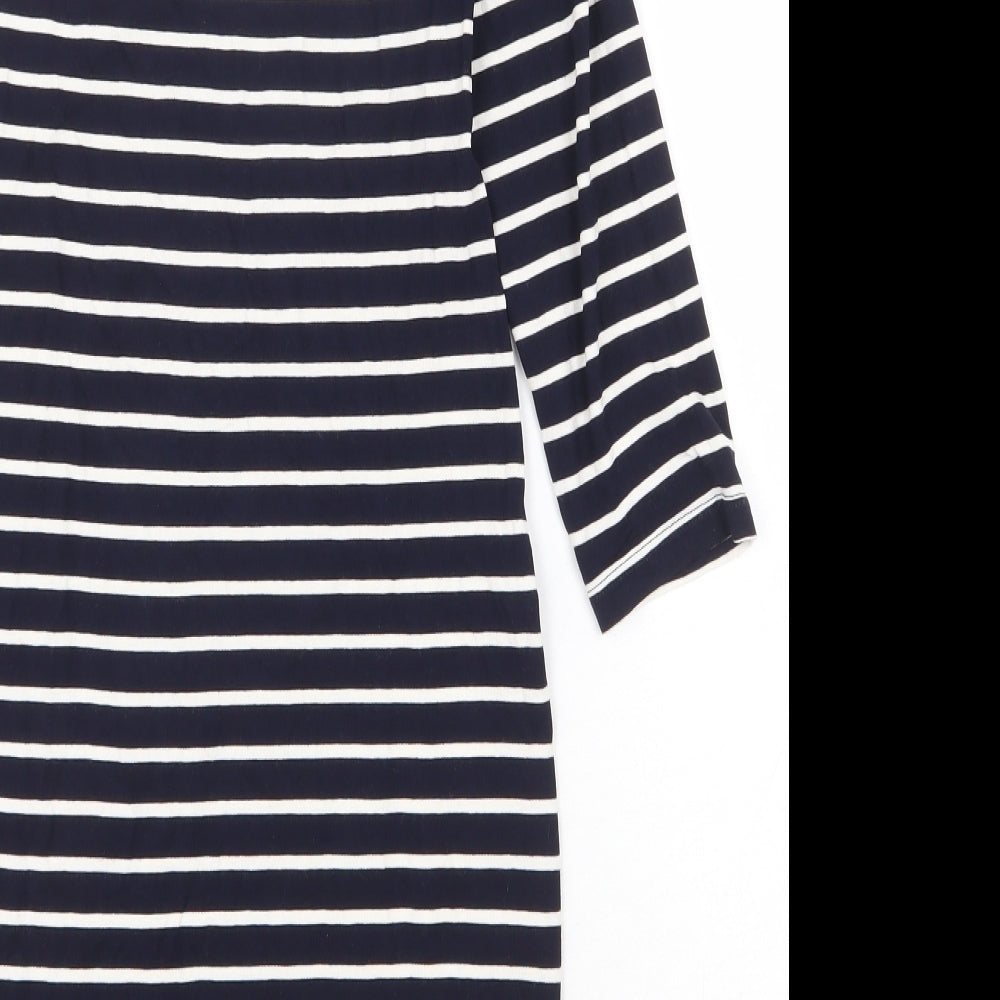 Topshop Womens Blue Striped Viscose Bodycon Size 10 One Shoulder Pullover