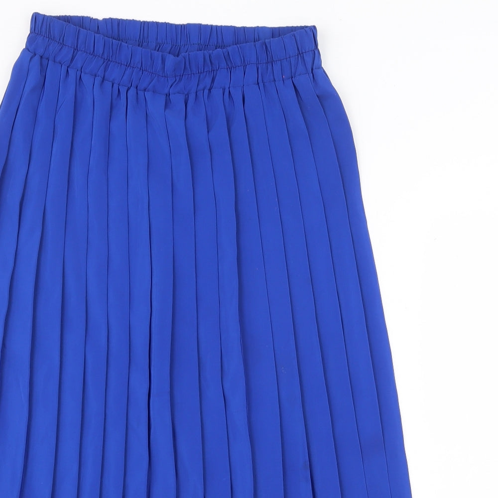 Preworn Womens Blue Polyester Pleated Skirt Size M