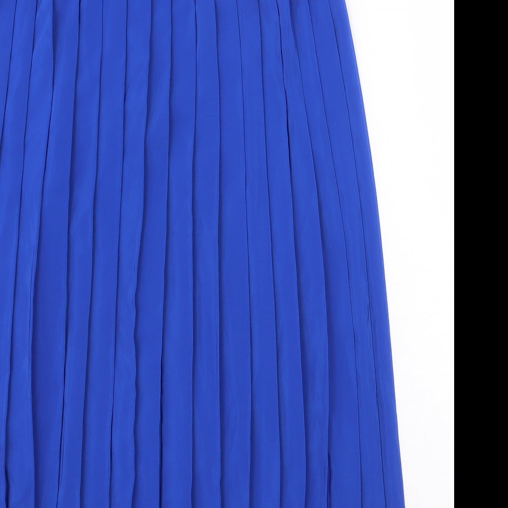 Preworn Womens Blue Polyester Pleated Skirt Size M