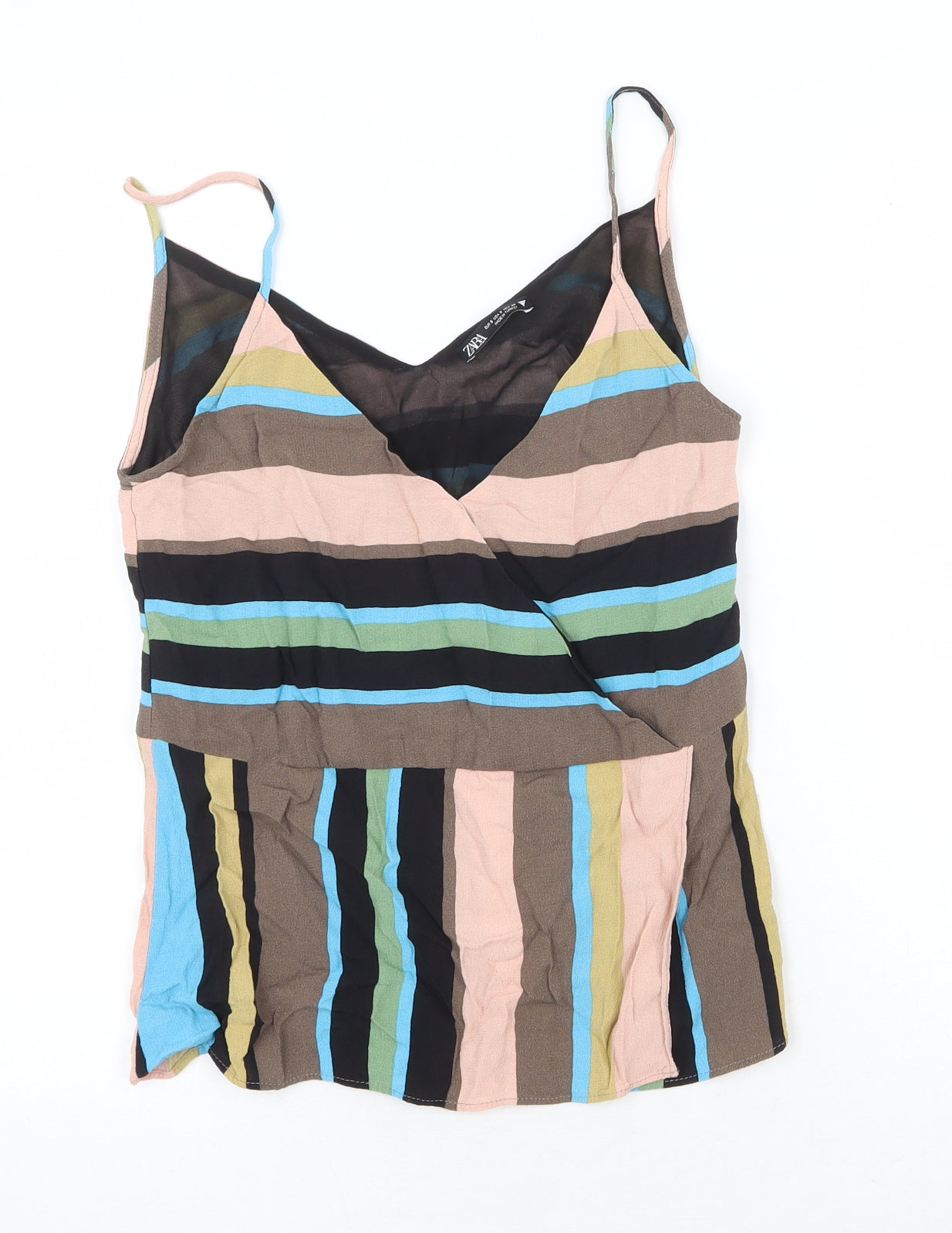 Zara Womens Multicoloured Striped Polyester Camisole Tank Size S V-Neck