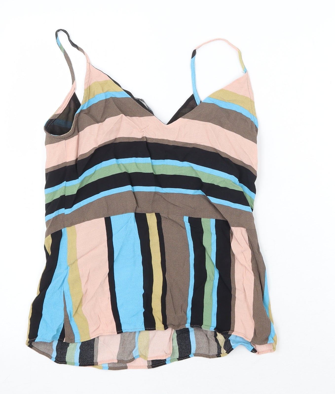 Zara Womens Multicoloured Striped Polyester Camisole Tank Size S V-Neck