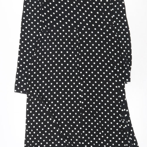 New Look Womens Black Polka Dot Viscose A-Line Size 8 Scoop Neck Pullover