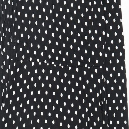 New Look Womens Black Polka Dot Viscose A-Line Size 8 Scoop Neck Pullover