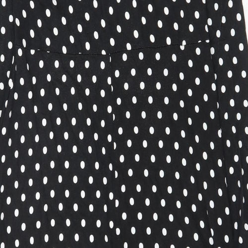 New Look Womens Black Polka Dot Viscose A-Line Size 8 Scoop Neck Pullover