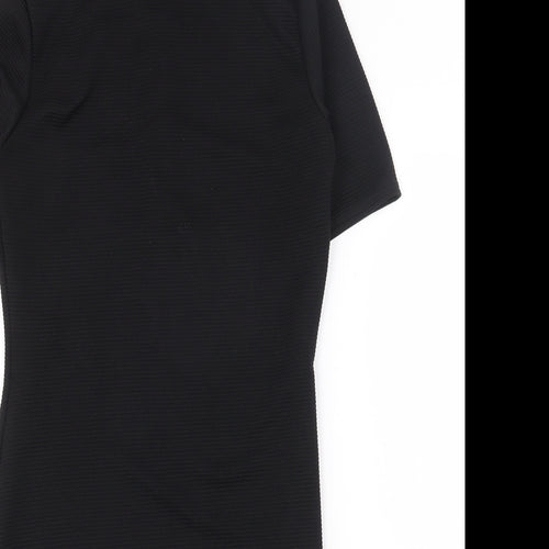 Boohoo Womens Black Polyester Shift Size 10 Mock Neck Zip