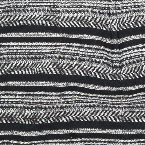 H&M Womens Black Striped Cotton Bandage Skirt Size 10 Zip
