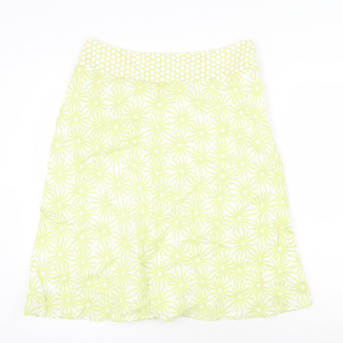 Platinum Womens Green Floral Linen Swing Skirt Size 12 Zip