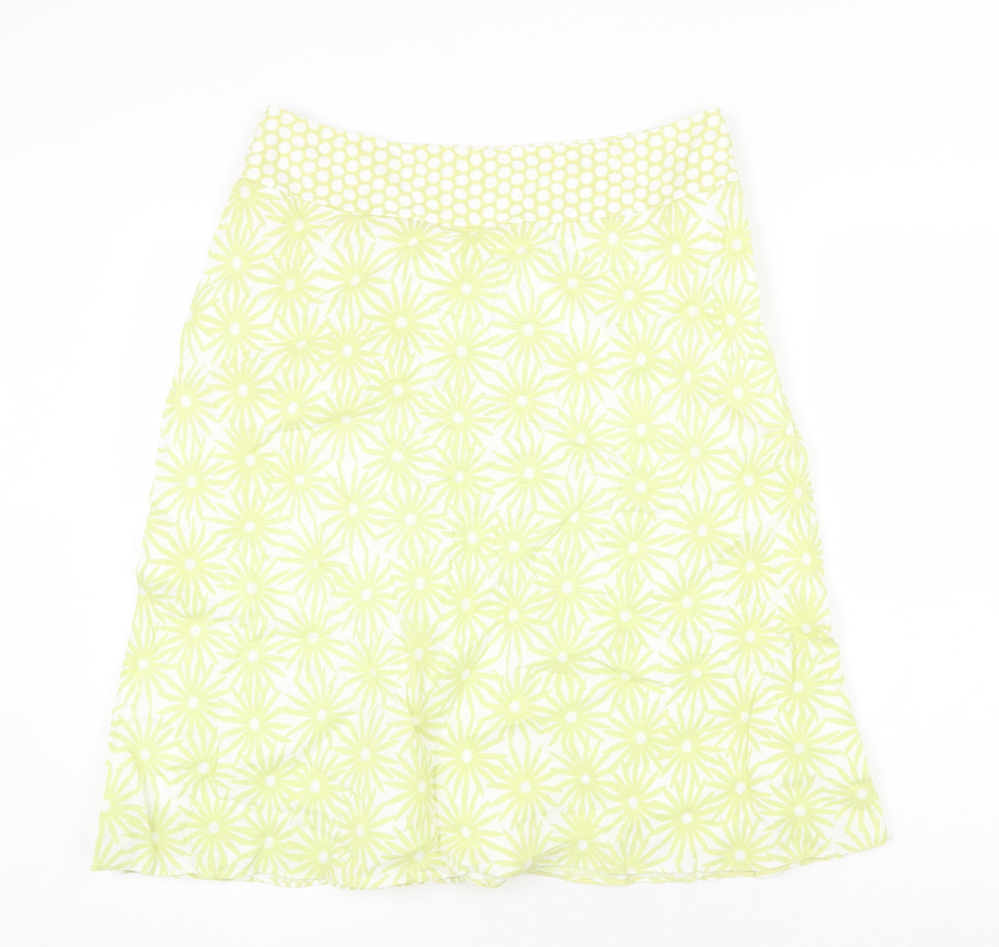 Platinum Womens Green Floral Linen Swing Skirt Size 12 Zip