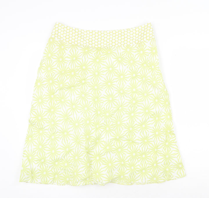 Platinum Womens Green Floral Linen Swing Skirt Size 12 Zip