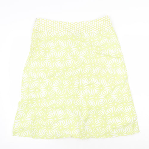 Platinum Womens Green Floral Linen Swing Skirt Size 12 Zip