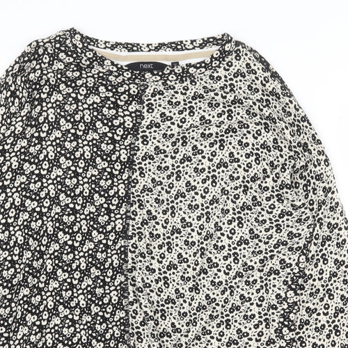 NEXT Womens Beige Floral Viscose Basic Blouse Size 6 Round Neck