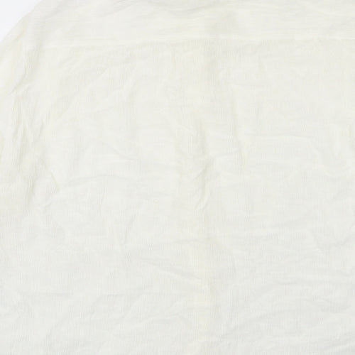 H&M Womens White Polyester Basic Button-Up Size 8 Collared