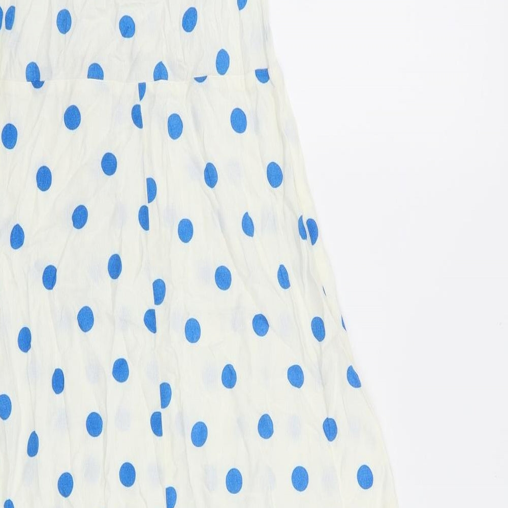Marks and Spencer Womens Ivory Polka Dot Viscose Maxi Size 8 Round Neck Zip
