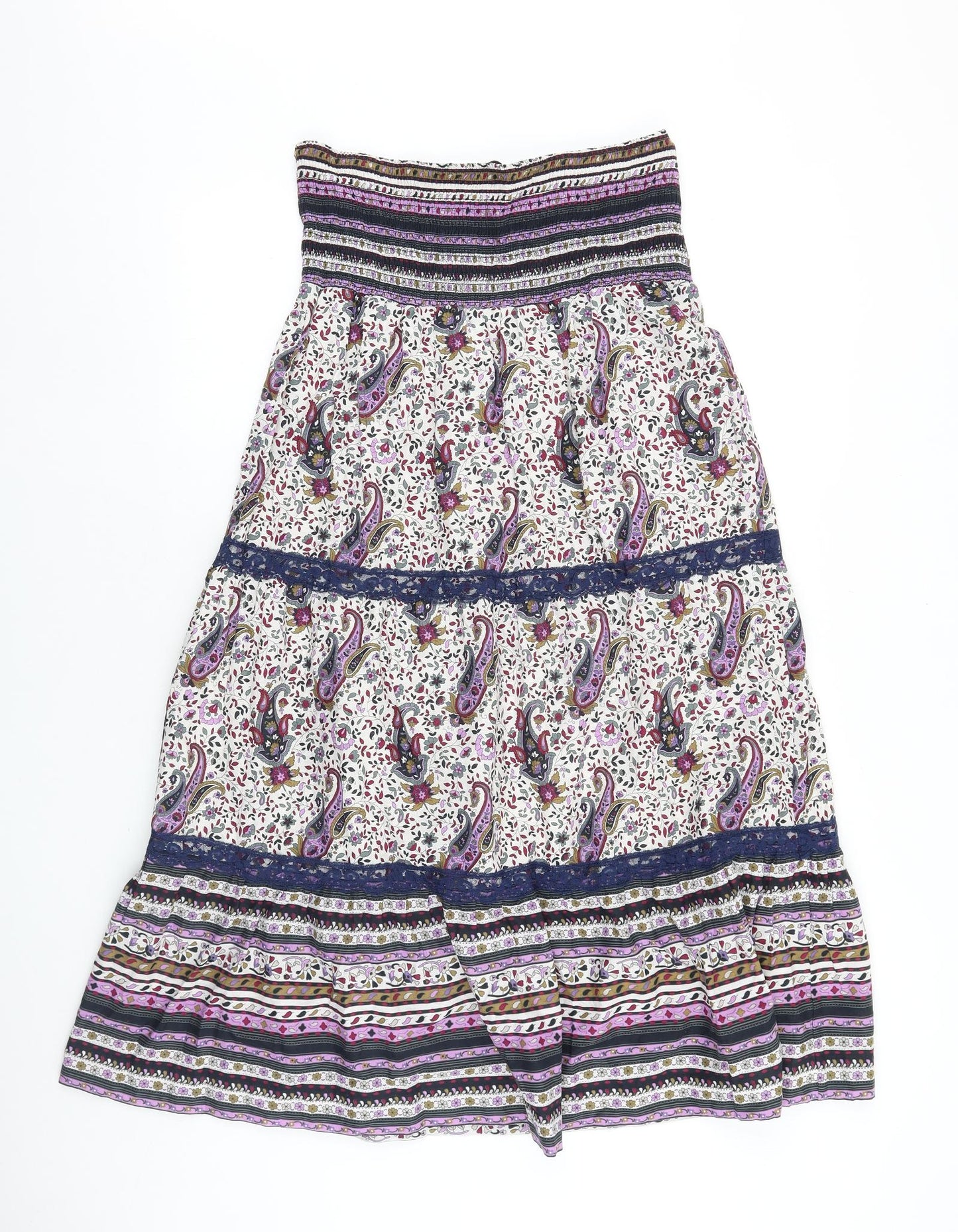 Dorothy Perkins Womens Multicoloured Geometric 100% Cotton Tank Dress Size 12 Off the Shoulder Pullover