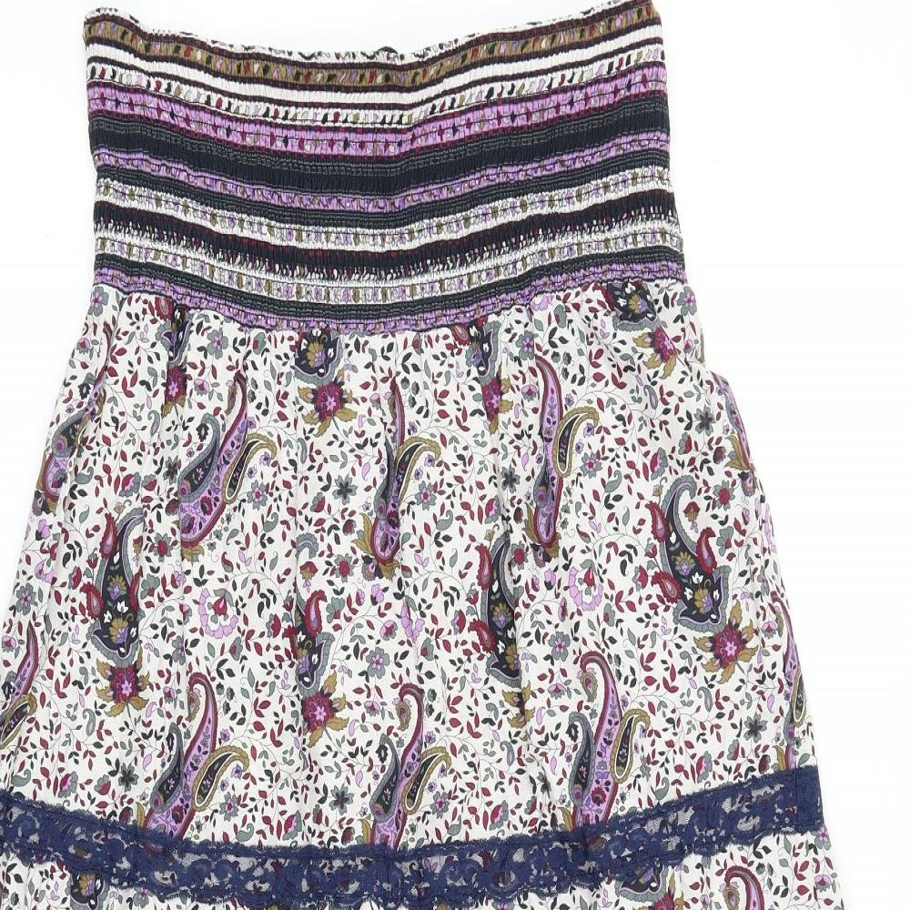 Dorothy Perkins Womens Multicoloured Geometric 100% Cotton Tank Dress Size 12 Off the Shoulder Pullover