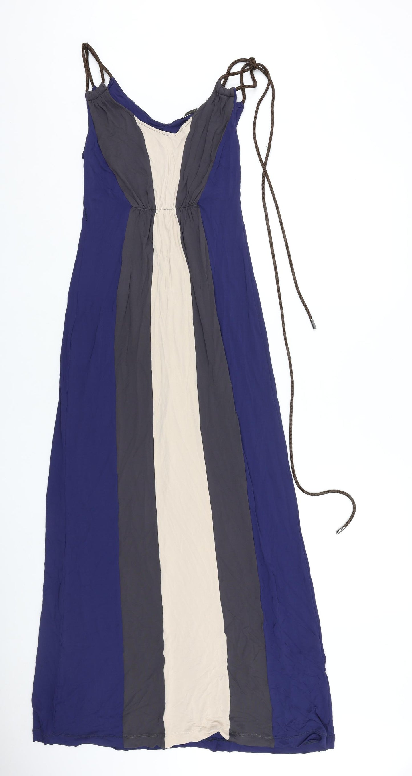 Penny Black Womens Blue Colourblock Viscose Maxi Size M V-Neck Pullover
