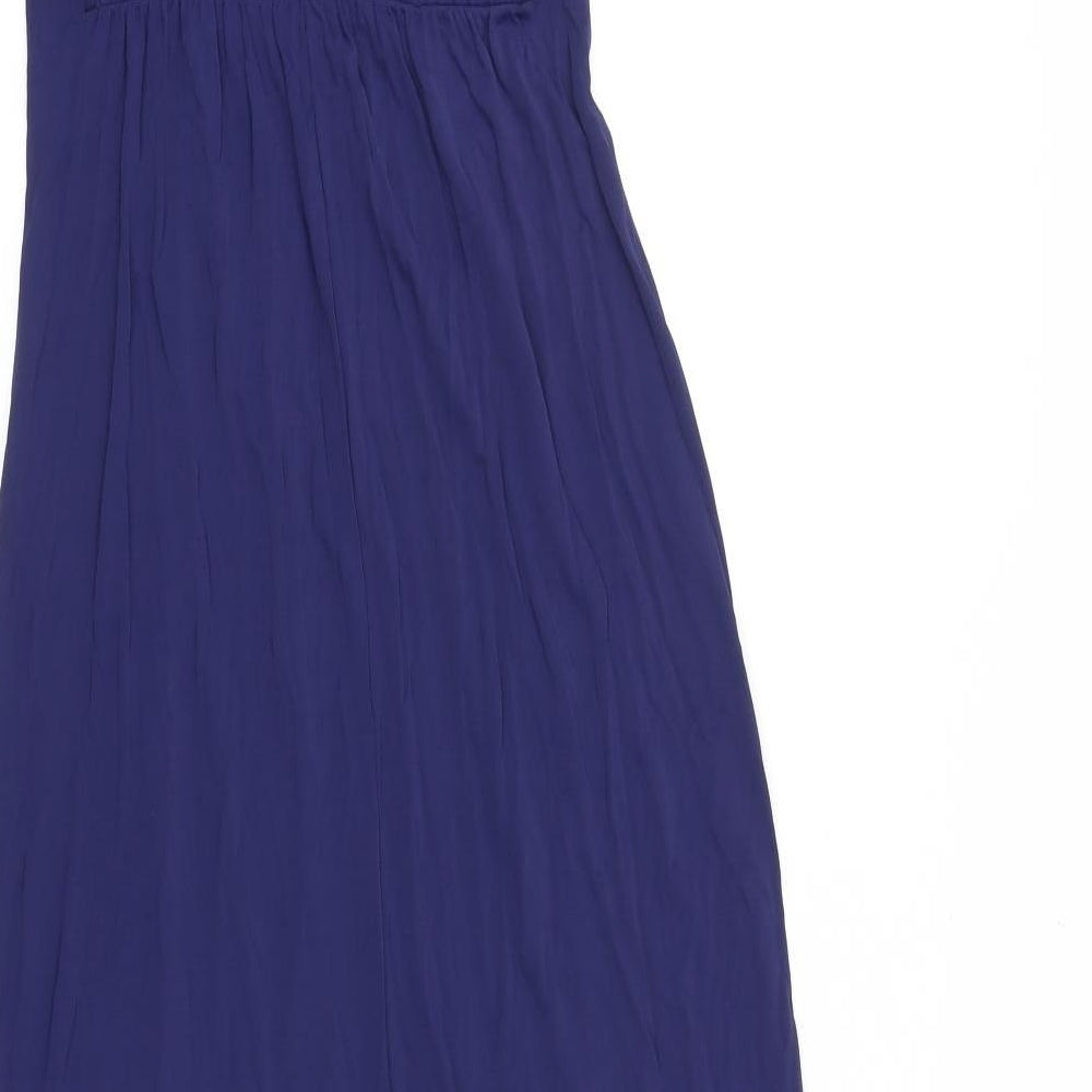 Penny Black Womens Blue Colourblock Viscose Maxi Size M V-Neck Pullover