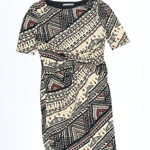 Marks and Spencer Womens Multicoloured Geometric Polyester Shift Size 8 Boat Neck Pullover