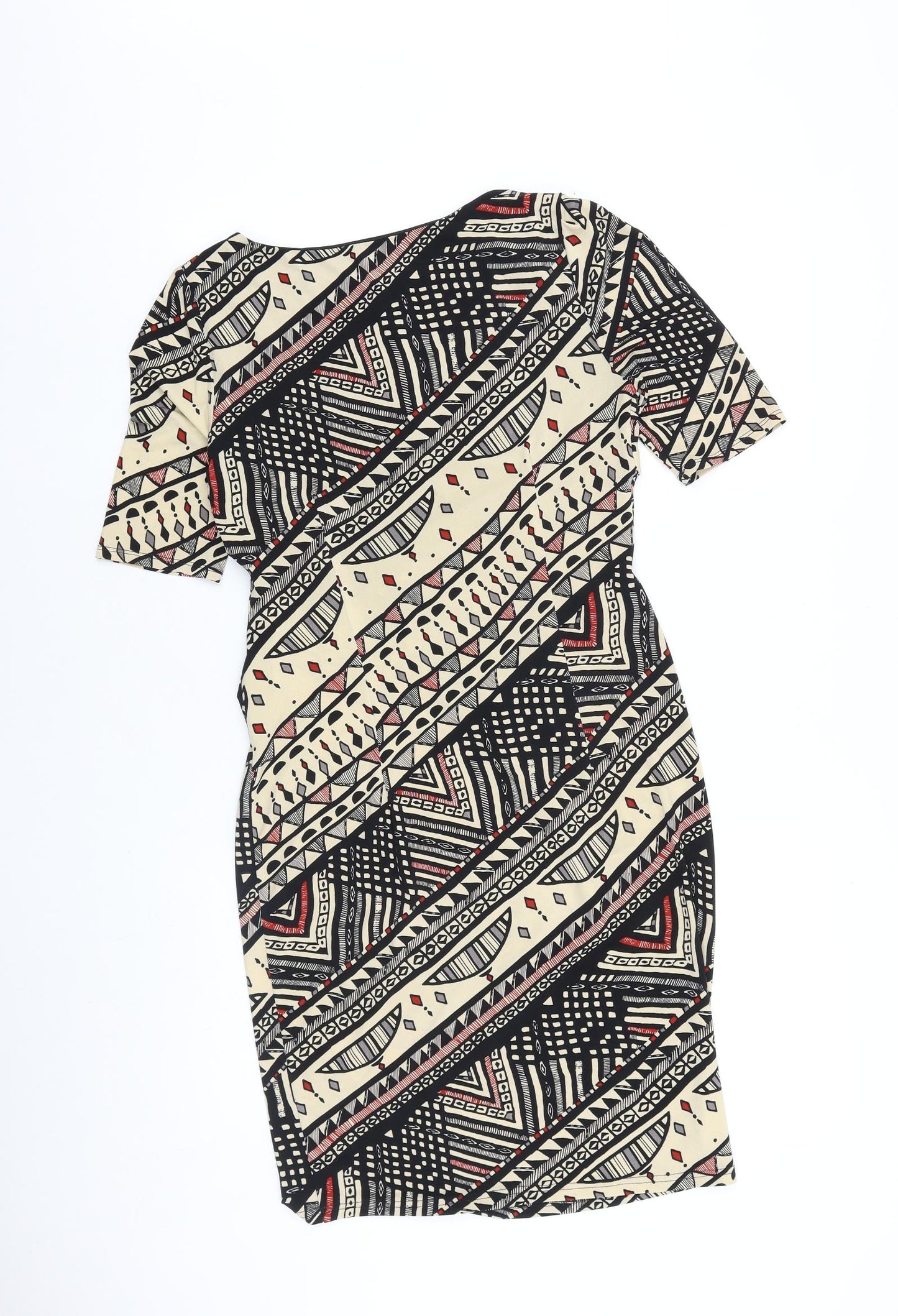 Marks and Spencer Womens Multicoloured Geometric Polyester Shift Size 8 Boat Neck Pullover