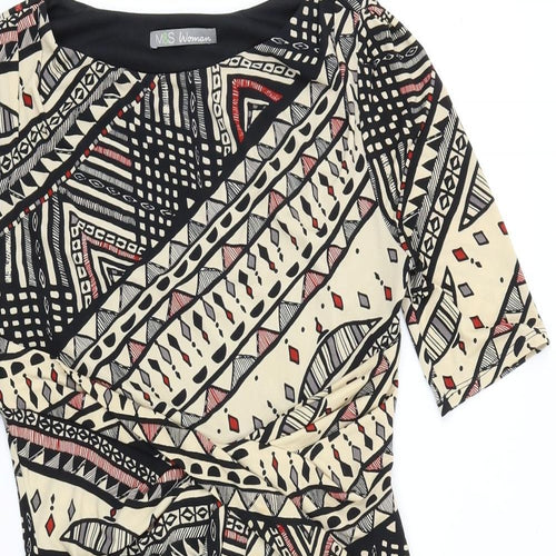 Marks and Spencer Womens Multicoloured Geometric Polyester Shift Size 8 Boat Neck Pullover