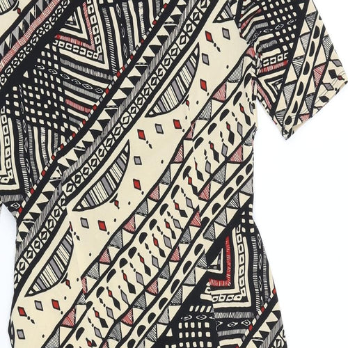Marks and Spencer Womens Multicoloured Geometric Polyester Shift Size 8 Boat Neck Pullover