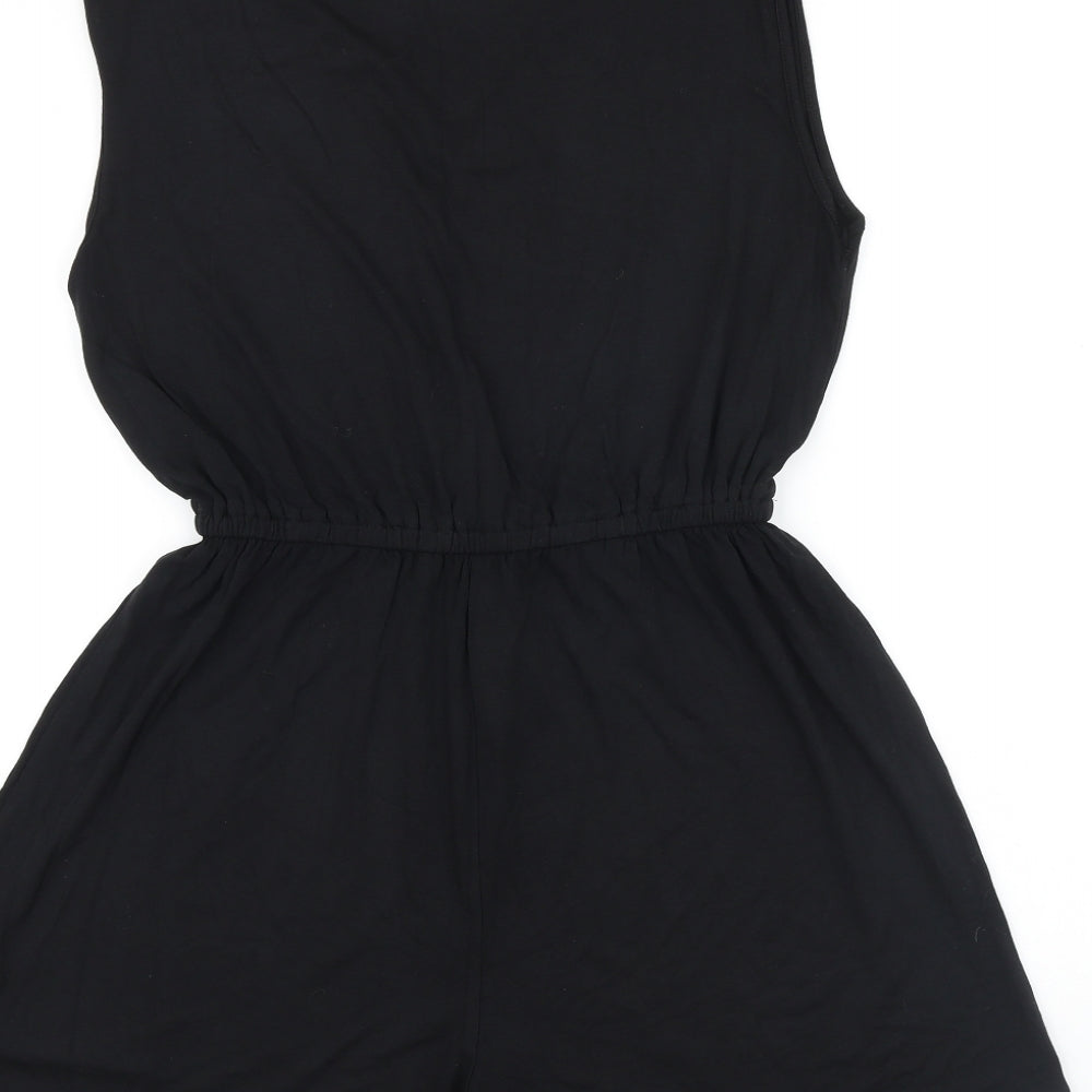 Dorothy Perkins Womens Black Viscose Playsuit One-Piece Size 12 Pullover