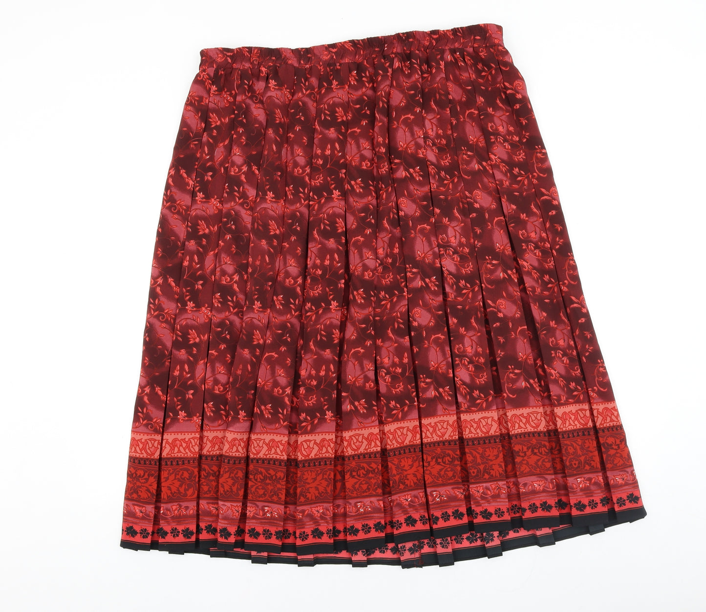 Preworn Womens Red Geometric Polyester Pleated Skirt Size 20