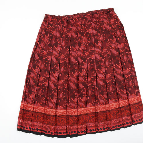 Preworn Womens Red Geometric Polyester Pleated Skirt Size 20
