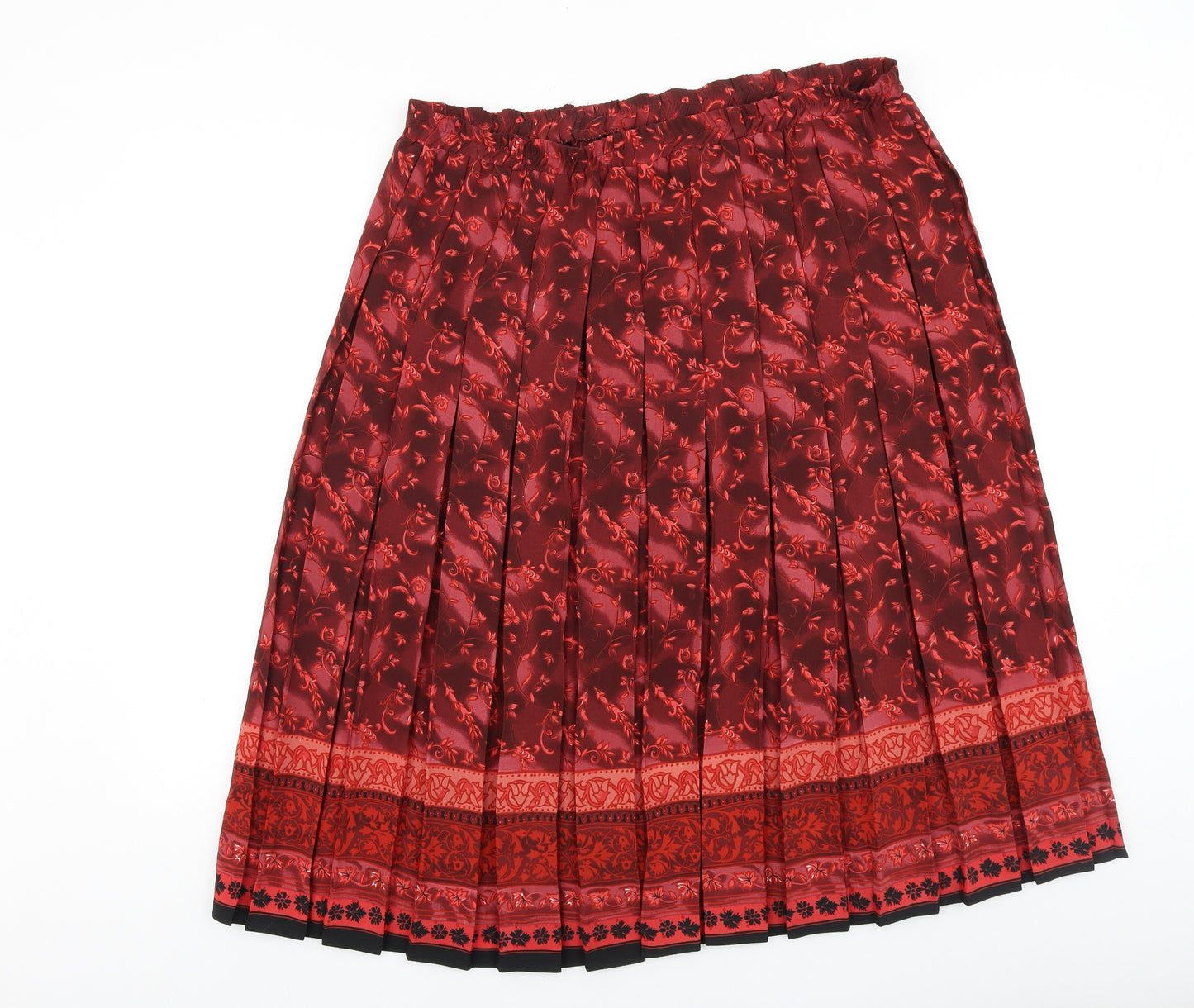 Preworn Womens Red Geometric Polyester Pleated Skirt Size 20