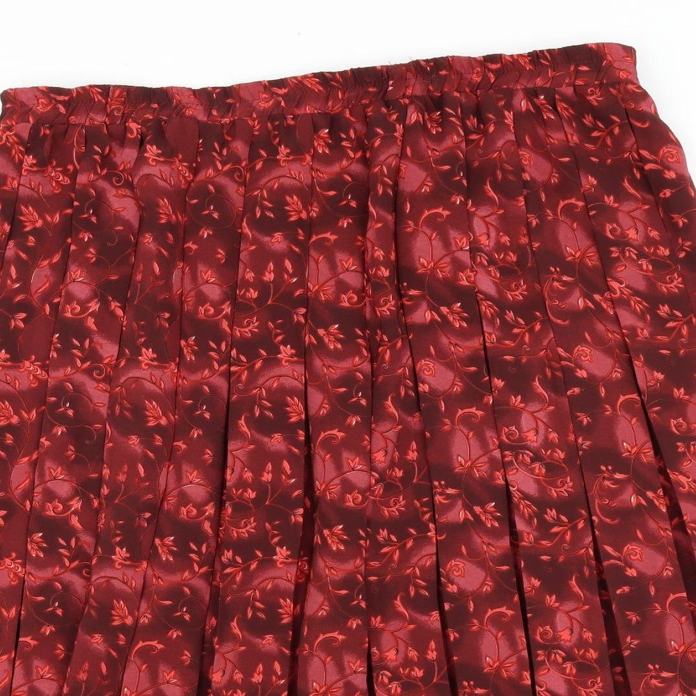 Preworn Womens Red Geometric Polyester Pleated Skirt Size 20