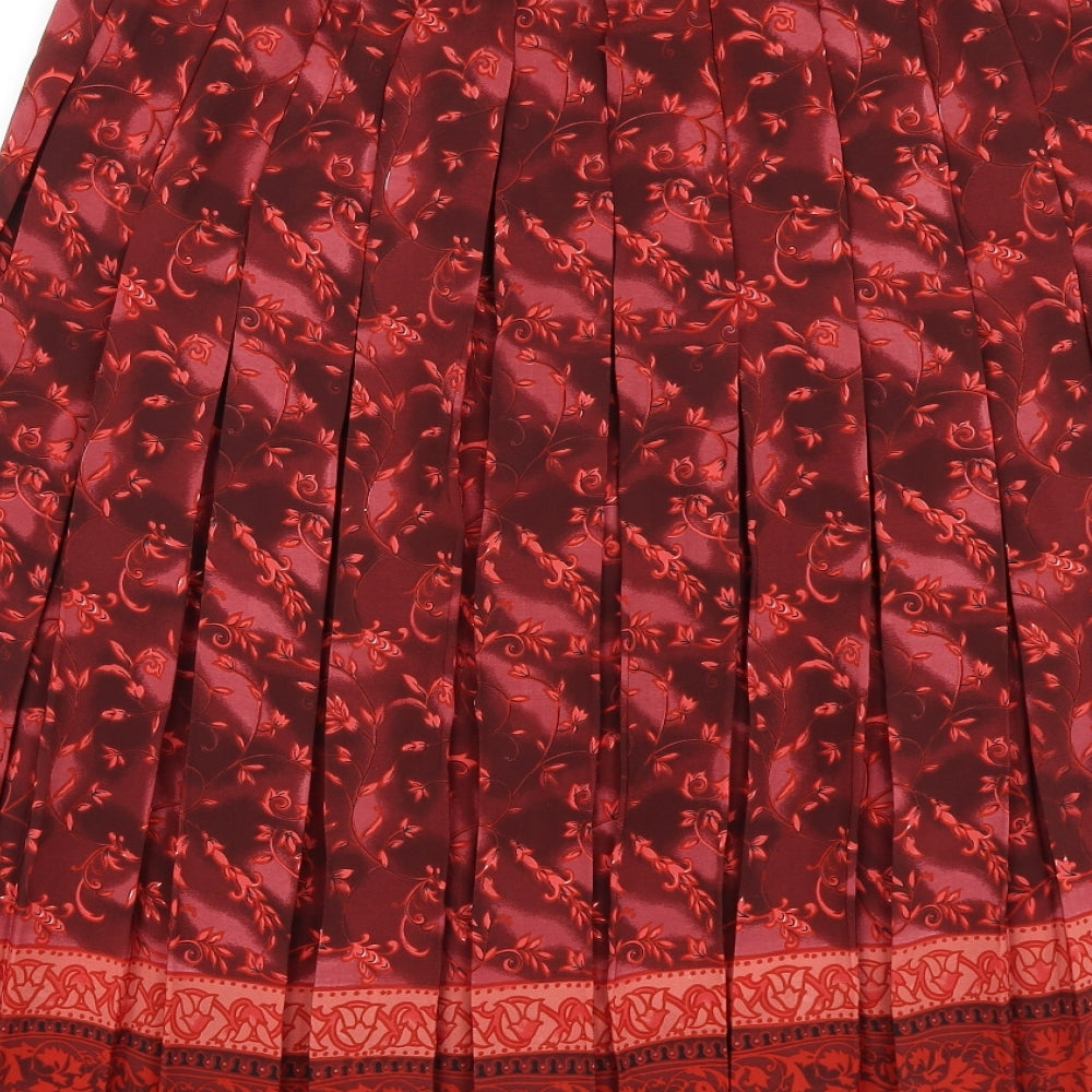 Preworn Womens Red Geometric Polyester Pleated Skirt Size 20