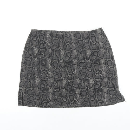 Star C.C.C Girls Grey Animal Print Cotton Mini Skirt Size 11 Years Regular Zip