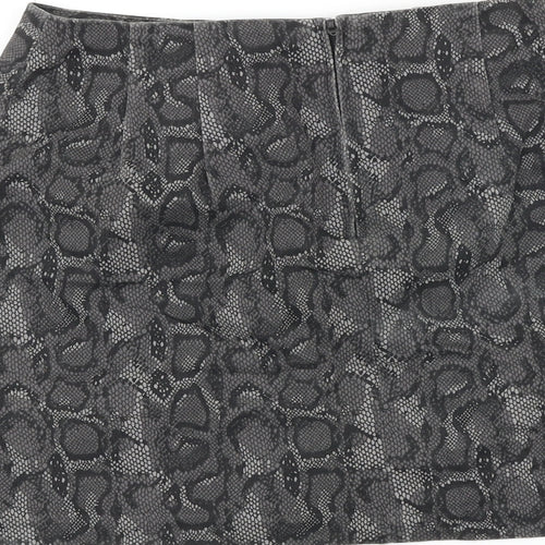 Star C.C.C Girls Grey Animal Print Cotton Mini Skirt Size 11 Years Regular Zip