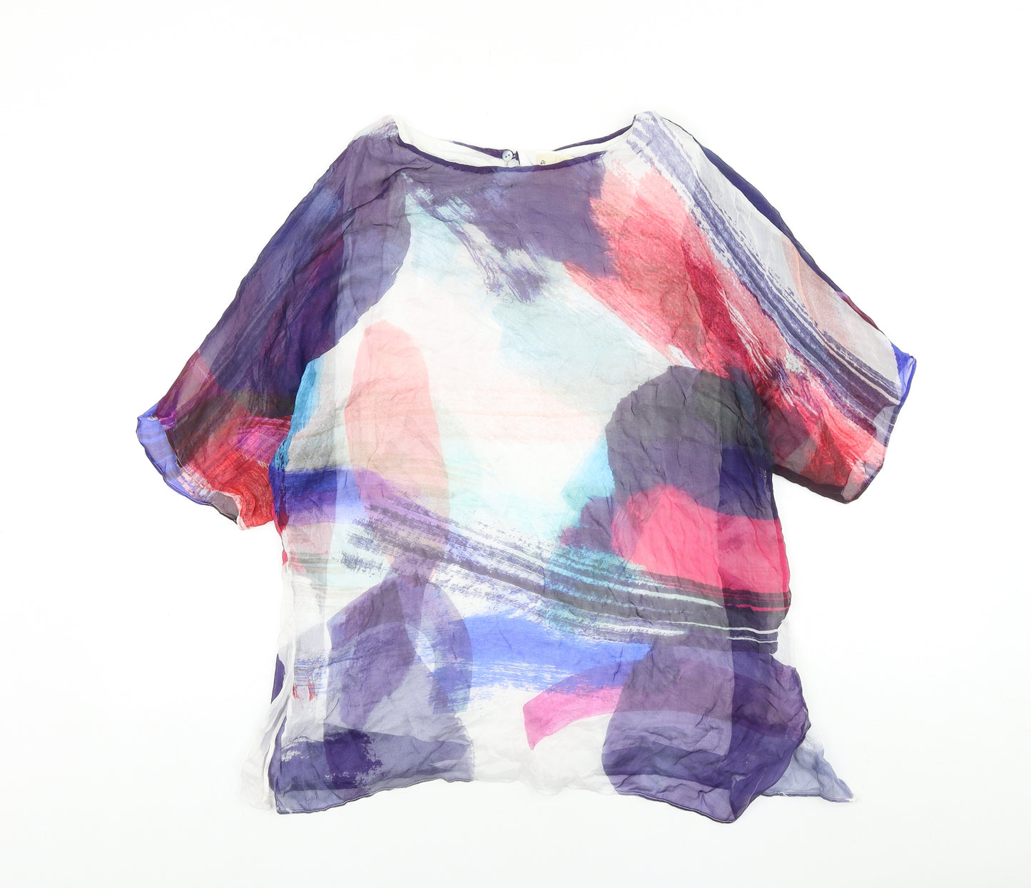 Phase Eight Womens Multicoloured Geometric Polyester Basic Blouse Size 12 Boat Neck