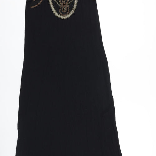 Marks and Spencer Womens Black Viscose Maxi Size 10 Boat Neck Pullover