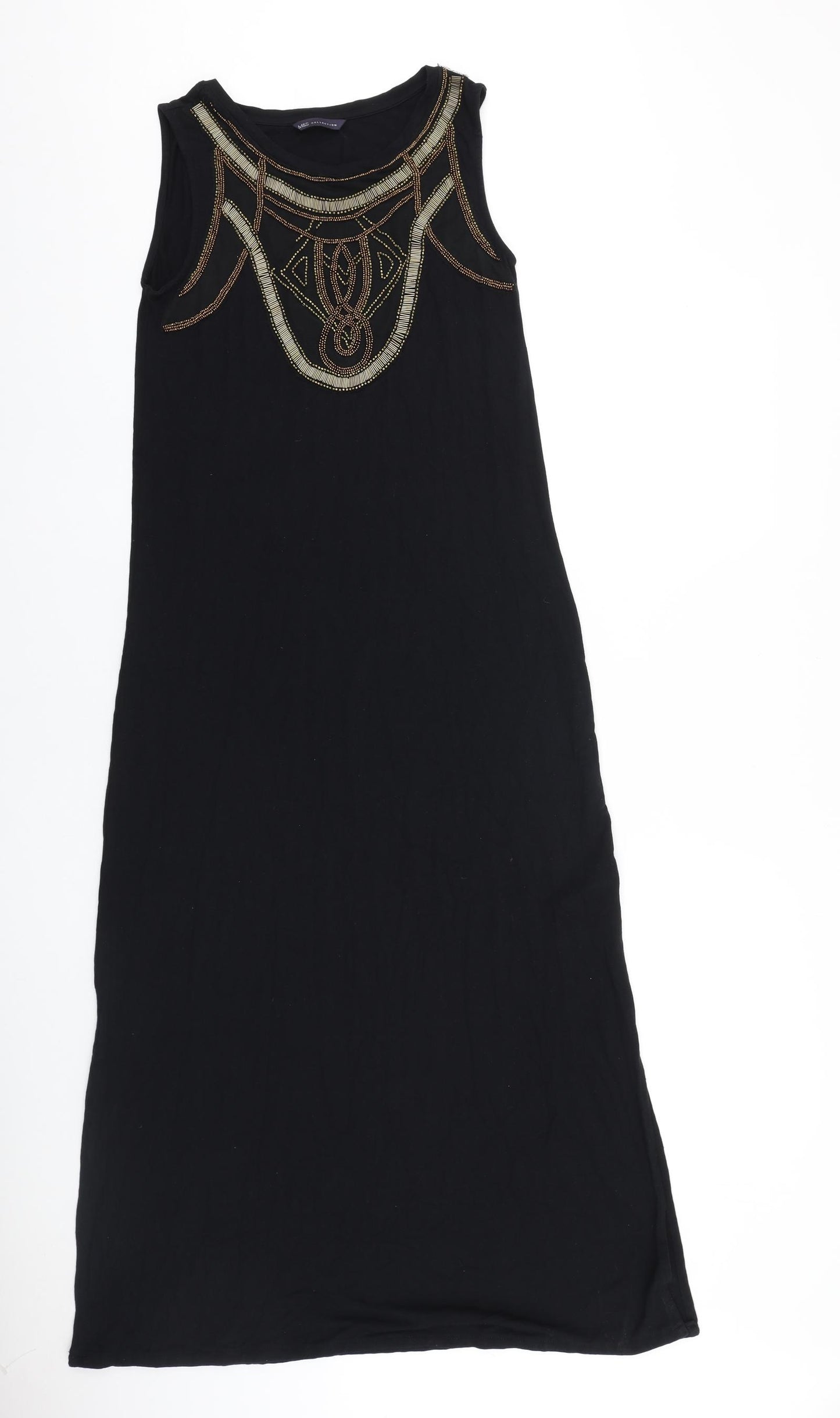 Marks and Spencer Womens Black Viscose Maxi Size 10 Boat Neck Pullover