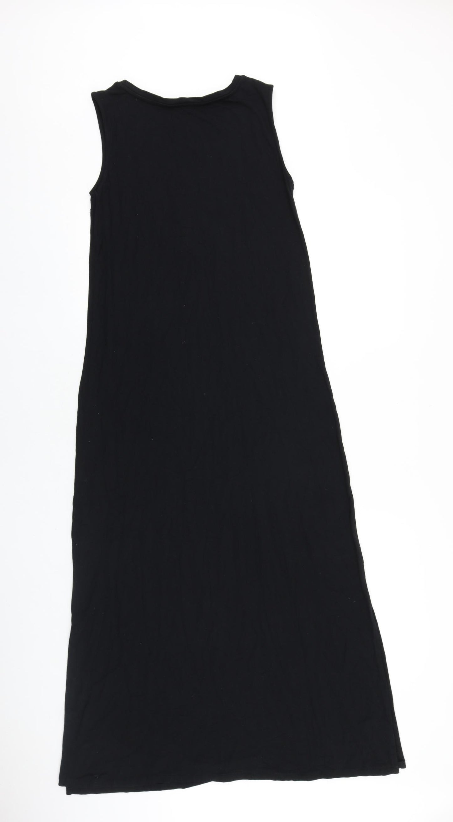 Marks and Spencer Womens Black Viscose Maxi Size 10 Boat Neck Pullover