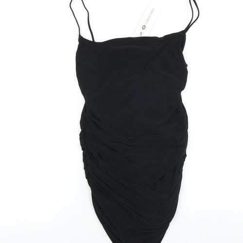 I SAW IT FIRST Womens Black Polyester Slip Dress Size 10 Cowl Neck Pullover